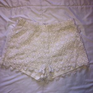 White flowered shorts